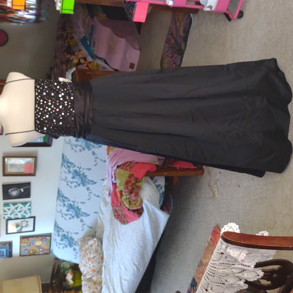 NOS JUMP APPAREL black Tool Sequence Sash Full Length Formal Dress Plus Sz 18W - Picture 3 of 12